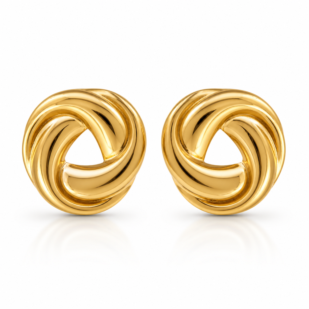 Cercei Nod Geometric Oțel Inoxidabil 2.3 cm Placat Aur 18K PVD - Hipoalergenici - CM1863