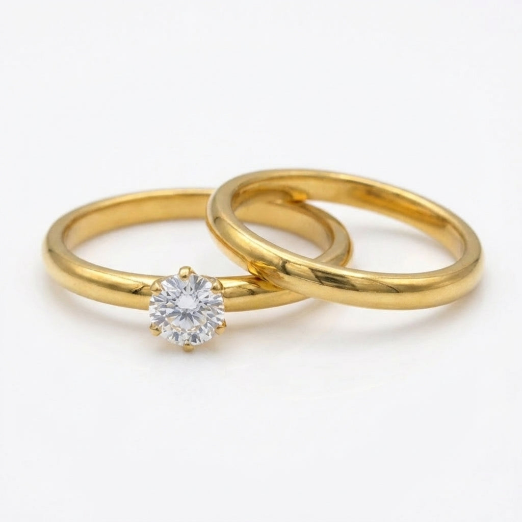 Set Inel de Logodnă și Verighetă Damă Oțel Inoxidabil - Hipoalergenic