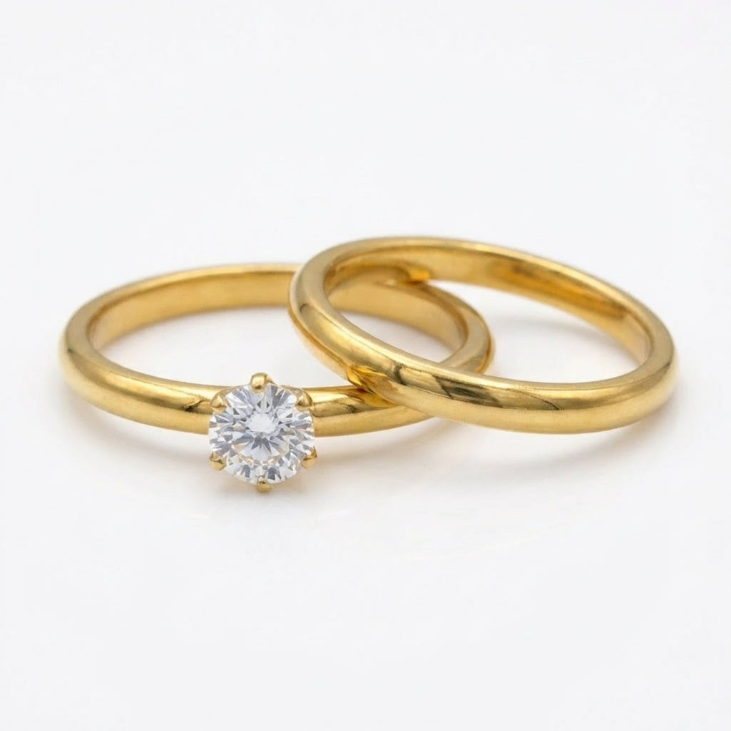 Set Inel de Logodnă și Verighetă Damă Oțel Inoxidabil - Hipoalergenic