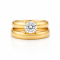 Set Inel de Logodnă Solitaire + Verighetă cu Zirconiu Cubic Inox Placat Aur 18K PVD - Hipoalergenic - IND1478