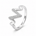 Inel Model zig-zag cu Zirconiu Cubic Oțel Inoxidabil Argintiu - Hipoalergenic - IND1499
