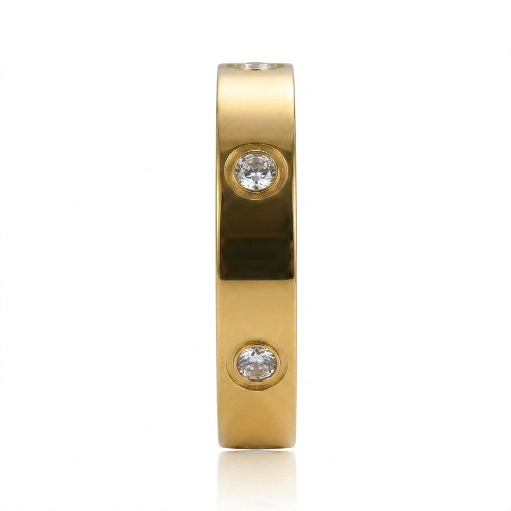 Verighetă cu Zirconiu Cubic Pavé Oțel Inoxidabil Placat Aur 18K PVD - Hipoalergenică - IND1551