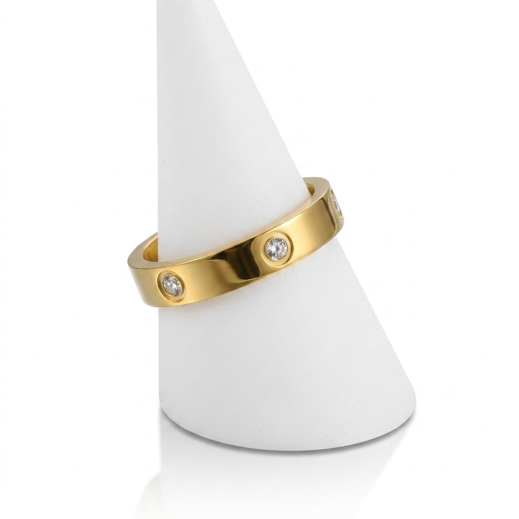 Verighetă cu Zirconiu Cubic Pavé Oțel Inoxidabil Placat Aur 18K PVD - Hipoalergenică - IND1551