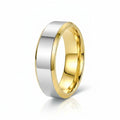 Verighetă Bandă centrală argintie lucioasă Inox Bicolor Placat Aur 18K PVD - Hipoalergenică - IND1555