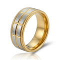 Verighetă Model carouri bicolore Oțel Inoxidabil Bicolor Placat Aur 18K PVD - Hipoalergenică - IND1816