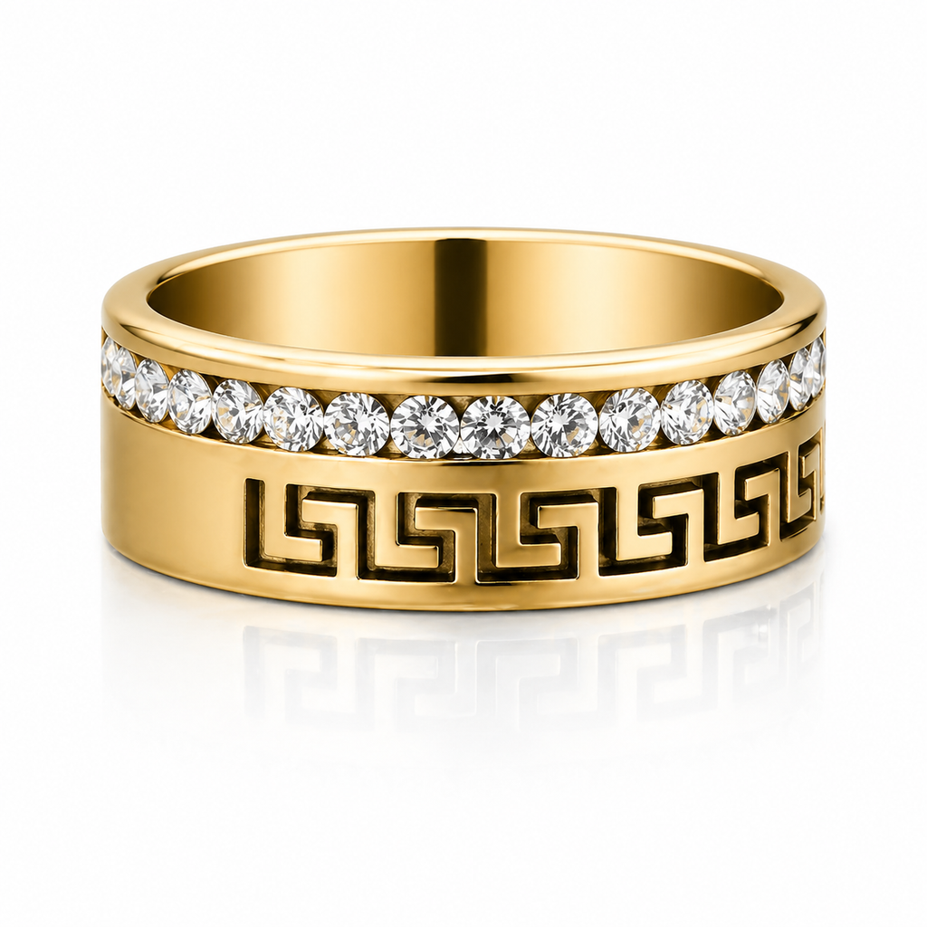 Verighetă Model grecesc cu Zirconiu Cubic eternity Inox Bicolor Placat Aur 18K PVD - Hipoalergenică - IND1827