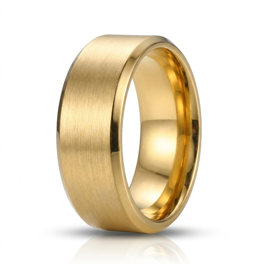 Verighetă mat, margini lustruite Oțel Inoxidabil Placat Aur 18K PVD - Hipoalergenică - IND1833