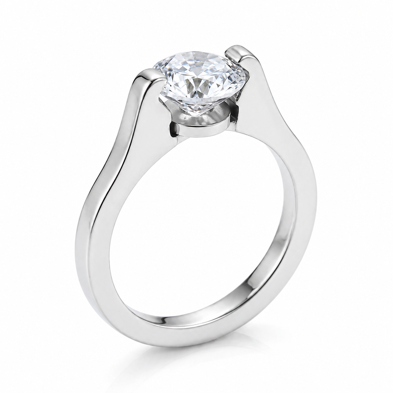 Inel de Logodnă Solitaire Minimalist Piatră Rotundă cu Zirconiu Cubic Argintiu - Hipoalergenic - IND1850