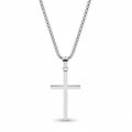 Lănțișor Inox tip Box cu Pandantiv Cruce Argintiu - Spiritual - Hipoalergenic