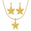 Set Lănțișor + Cercei cu Pandantiv Stea de Mare Placat Aur 18K PVD - LPD1404 - Hipoalergenici