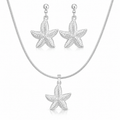 Set Lantisor si Cercei Inox Snake Argintiu cu Pandantiv Stea de Mare - Boho Marin - Hipoalergenic - LPD1405