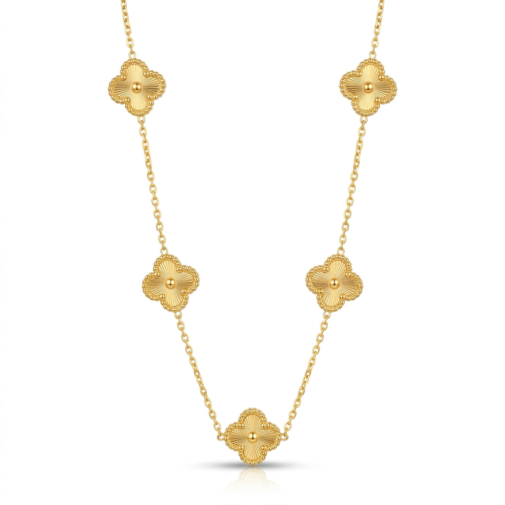 Lănțișor Inox Rolo cu Pandantiv Trifoi Alhambra - Luxury Elegant - Hipoalergenic Placat Aur 18K PVD - LPD1434