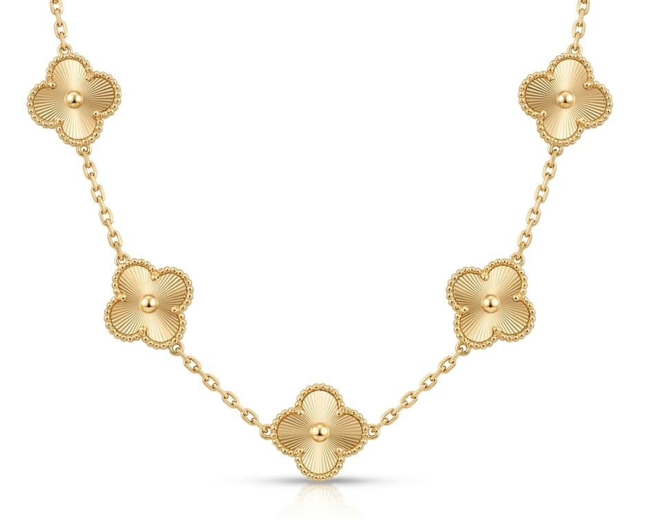 Lănțișor Inox Rolo cu Pandantiv Trifoi Alhambra - Luxury Elegant - Hipoalergenic Placat Aur 18K PVD - LPD1434