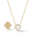 Lănțișor Trifoi Alhambra Reversibil Sidef și Pavé Oțel Inoxidabil 41+5cm - LPD1462 - Placat Aur 18K PVD