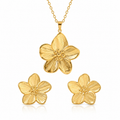 Set Lănțișor Cable cu Pandantiv Floare și Cercei - Boho Inox Placat Aur 18K PVD - LPD1479 - Hipoalergenici