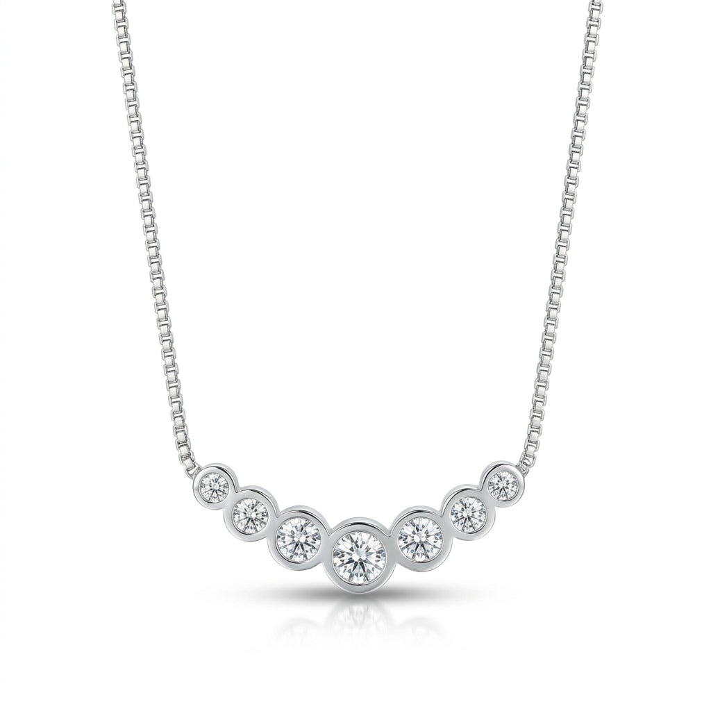Lănțișor Inox Box Chain Argintiu cu Pandantiv Bară Cristale Gradate - Elegant - Hipoalergenic - LPD1508