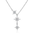 Lănțișor Inox Argintiu Cable Chain cu Pandantiv 3 Stele Pavé - Elegant - Hipoalergenic - LPD1516