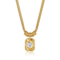 Lănțișor Snake Chain Dublu cu Pandantiv Dreptunghiular Hammered - Hipoalergenic Placat Aur 18K PVD - LPD1519