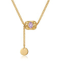 Lănțișor Inox Curb cu Pandantiv Lariat Mov - Modern - Hipoalergenic Placat Aur 18K PVD - LPD1534