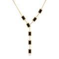 Lănțișor Inox Y-Necklace cu Pandantiv email negru - Glamour - Hipoalergenic Placat Aur 18K PVD - LPD1536