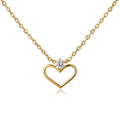 Lănțișor Inimă Deschisă cu Zirconiu Cubic Oțel Inoxidabil 40+5cm - LPD1544 - Placat Aur 18K PVD