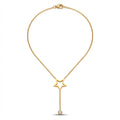 Lănțișor Inox Cable Auriu cu Pandantiv Stea și Cristal Lariat - Minimalist - Hipoalergenic