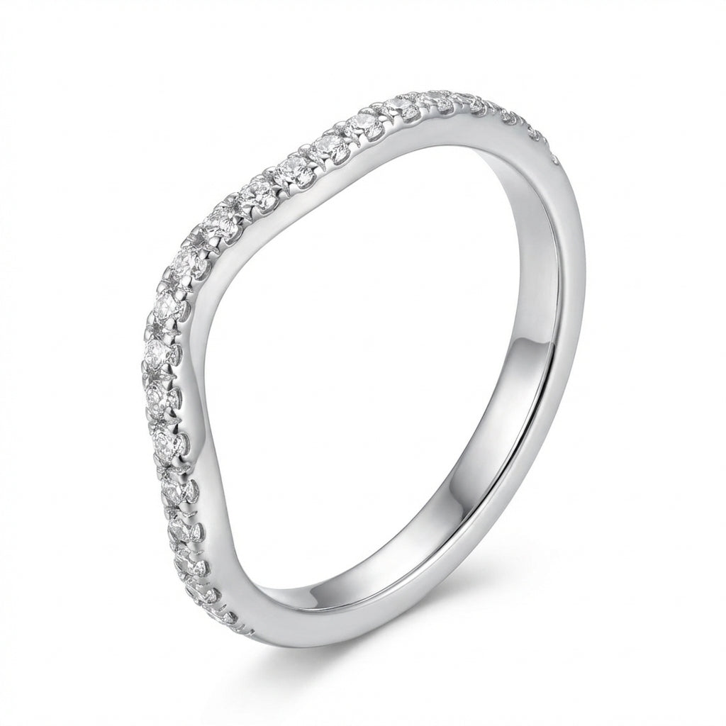 Inel Banda ondulată cu zirconiu Oțel Inoxidabil Argintiu - Hipoalergenic
