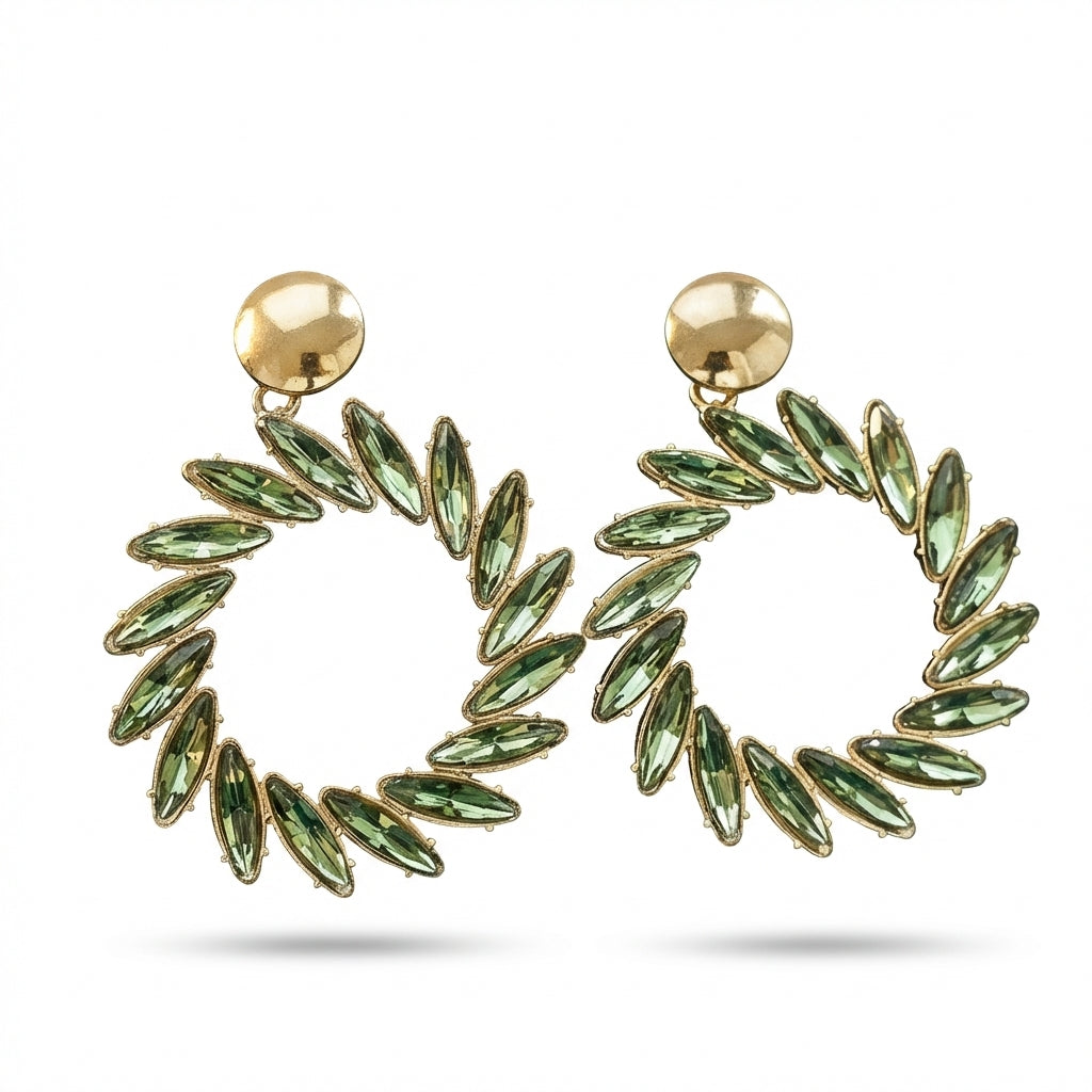 Cercei Creolă cu pietre din Oțel Inoxidabil - Hipoalergenici