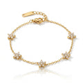 Brățară Flori delicate cu cristale Oțel Inoxidabil 16 cm Placat Aur 18K PVD - Hipoalergenică - BF1177