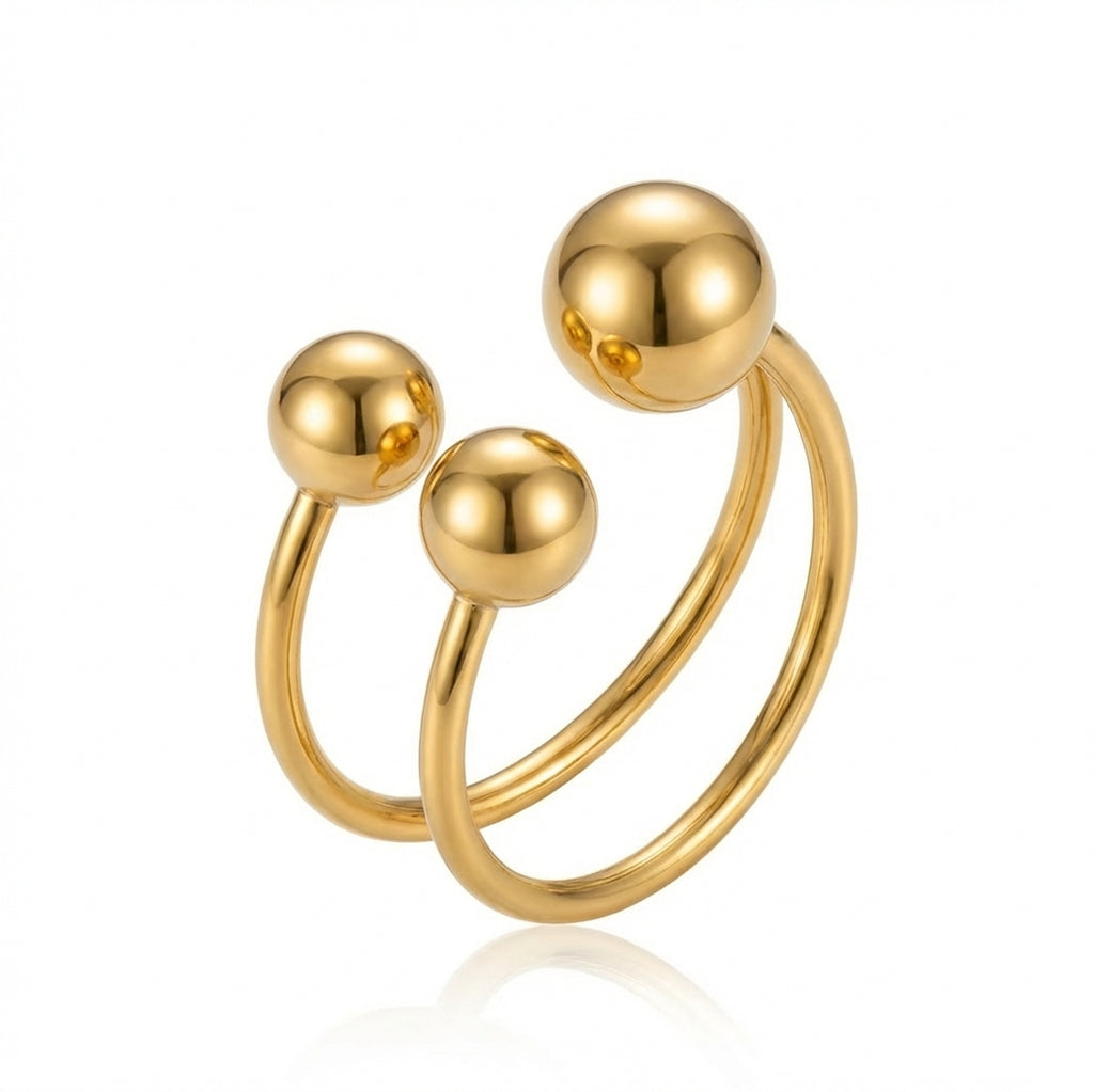 Inel trei sfere Oțel Inoxidabil Auriu - Hipoalergenic