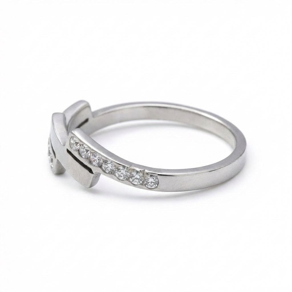 Inel Model geometric cu Zirconiu Cubic Oțel Inoxidabil Argintiu - Hipoalergenic - IND1331