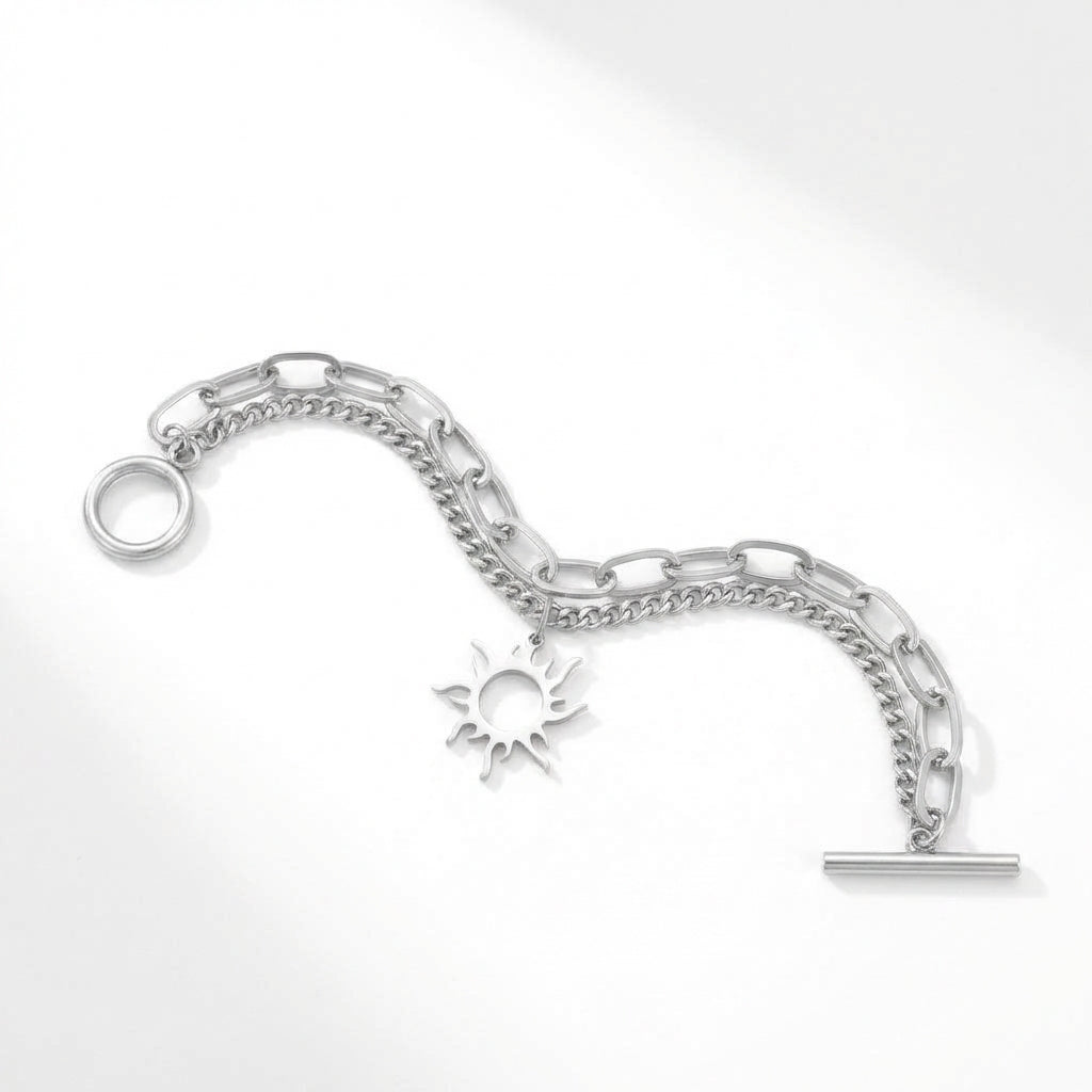Brățară Soare decupat stilizat Oțel Inoxidabil 19.5cm - BF838 | Zelora