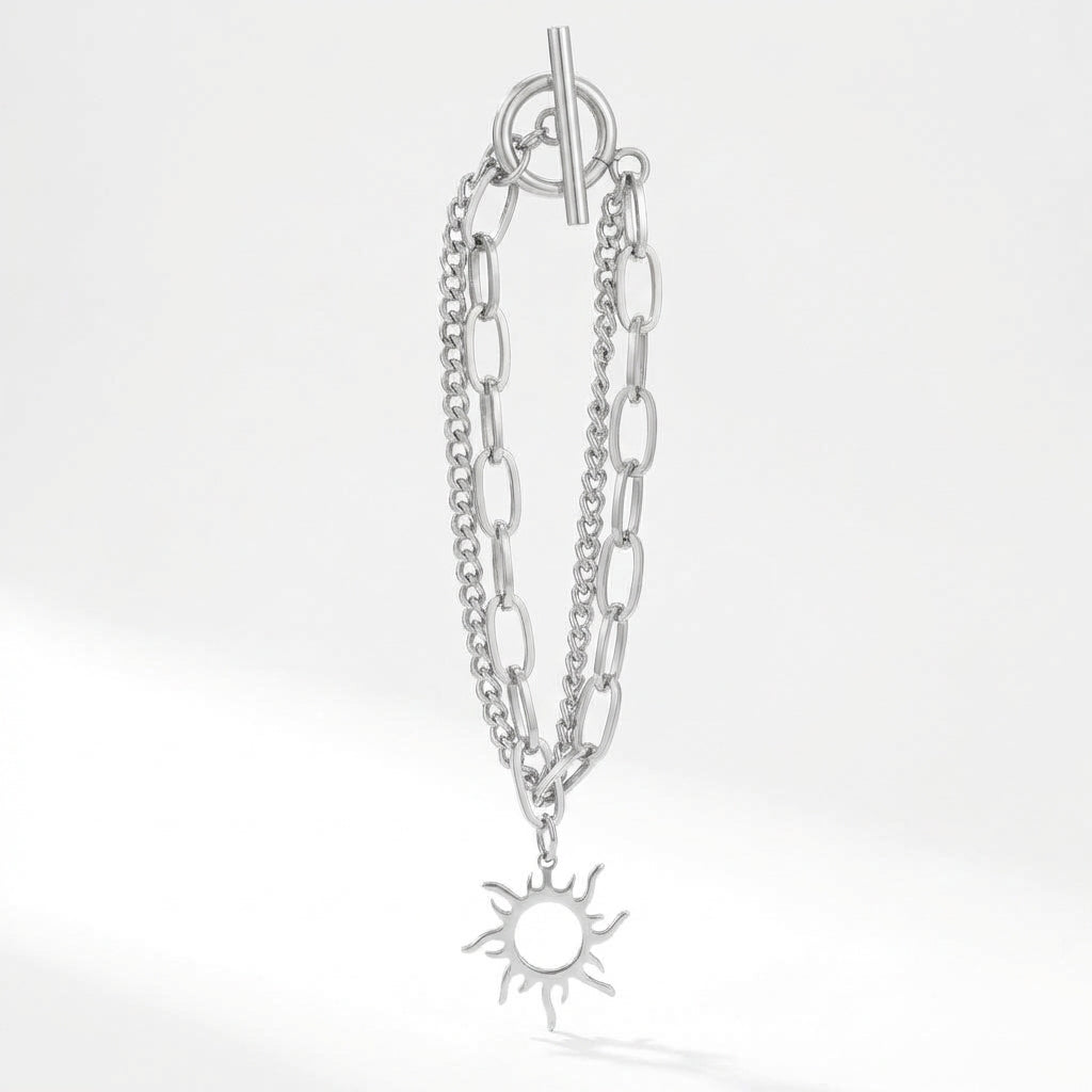 Brățară Soare decupat stilizat Oțel Inoxidabil 19.5cm - BF838 | Zelora
