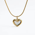 Lănțișor Inox Snake Auriu cu Pandantiv Inimă Sidef - Romantic - Hipoalergenic