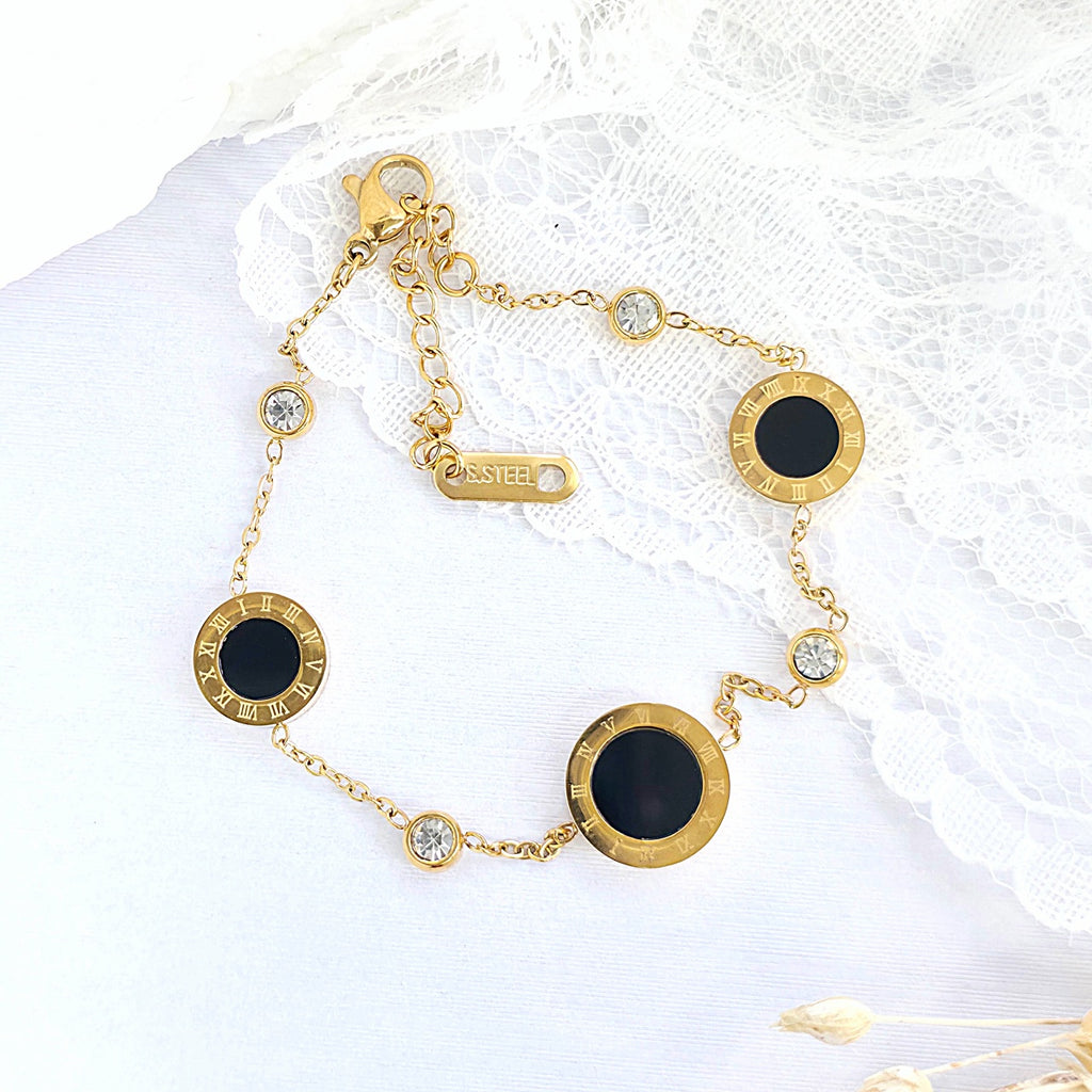 Brățară din Inox cu Pandantive cu 2 Fete Alb/Negru Oțel Inoxidabil Negru - BF1184 - Hipoalergenică