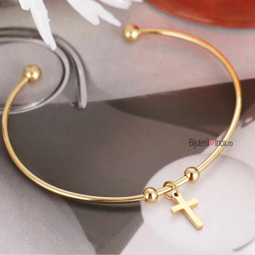 Brățară Cruce Elegantă Oțel Inoxidabil 4mm - Hipoalergenică - BF537