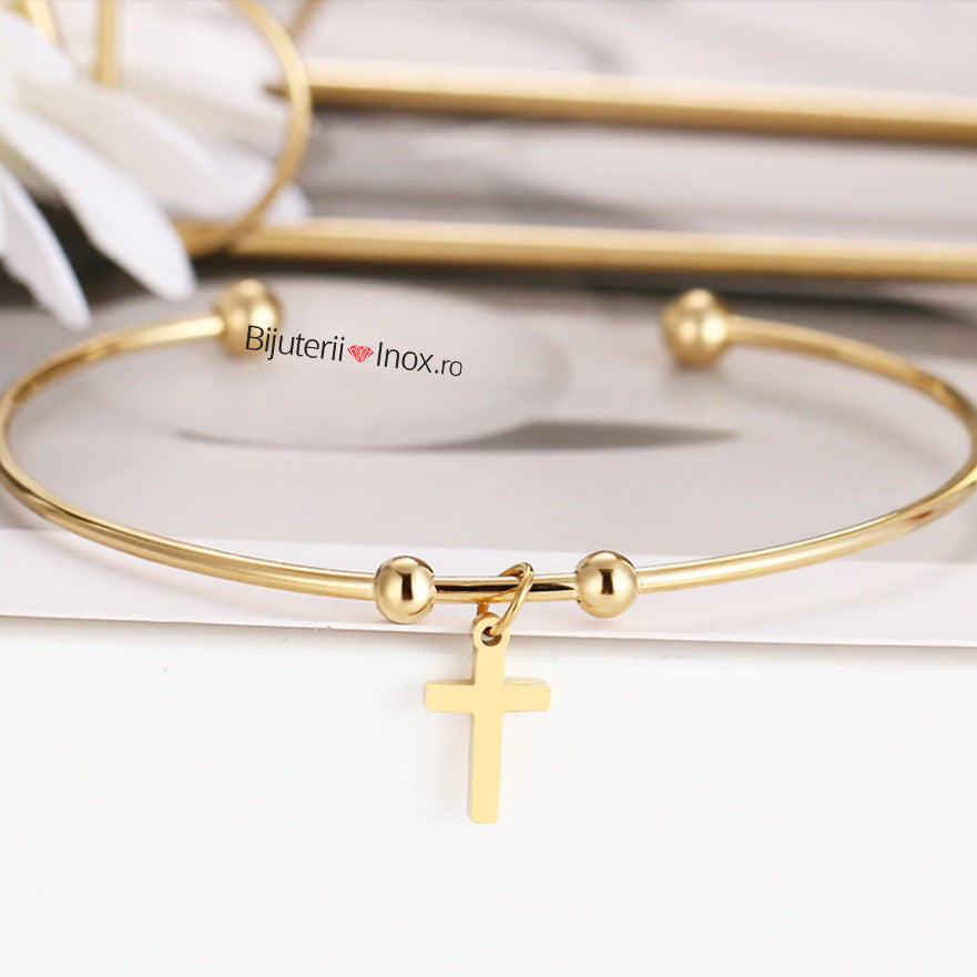 Brățară Cruce Elegantă Oțel Inoxidabil 4mm - Hipoalergenică - BF537