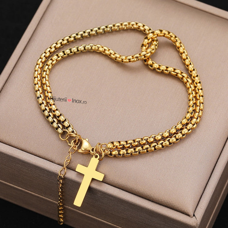Brățară Cruce Elegantă Oțel Inoxidabil 19.5cm - Hipoalergenică - BF839