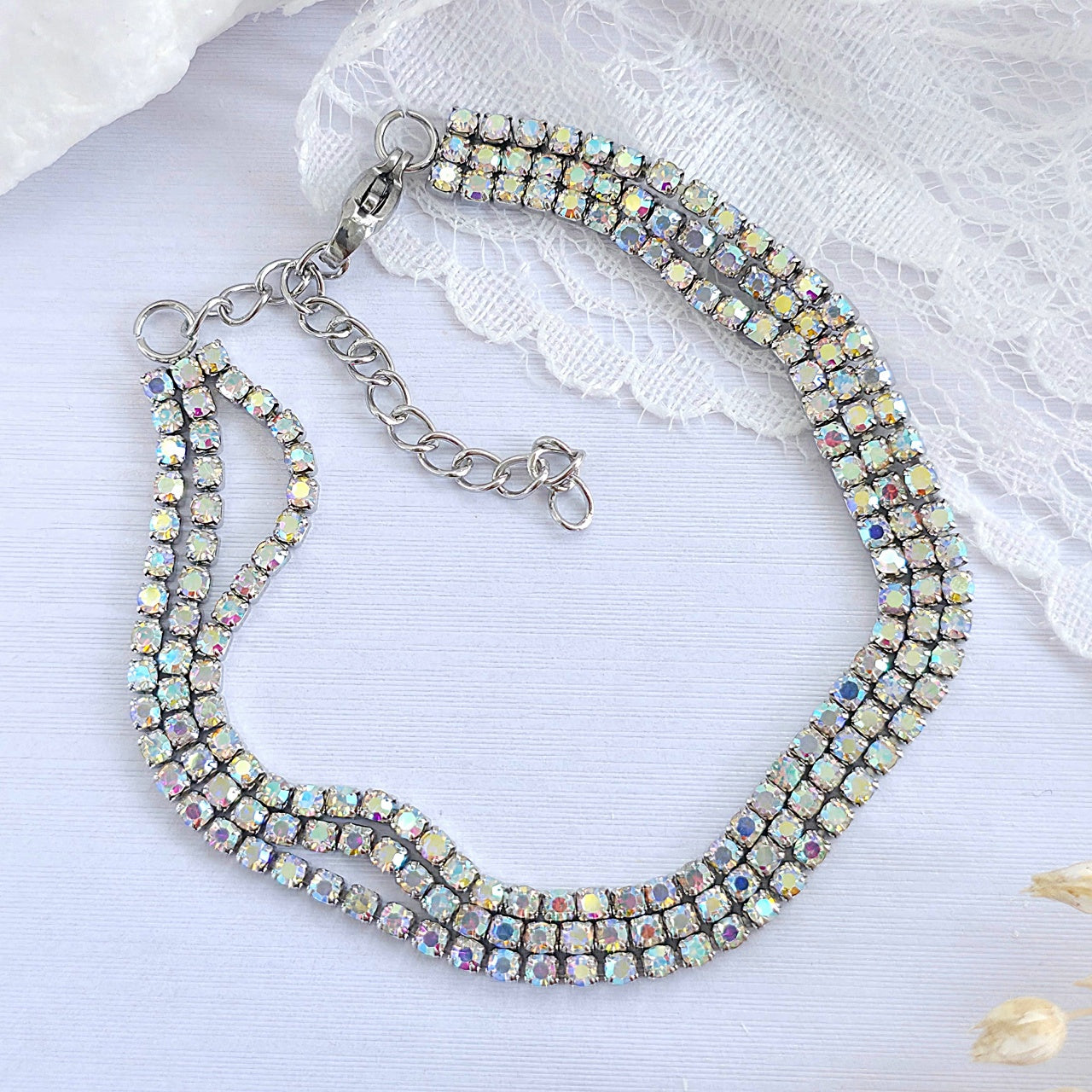 Brățară Tennis din Inox cu 3 Randuri de Pietre culoare Cameleon Oțel Inoxidabil Auriu - Hipoalergenică - BF1168