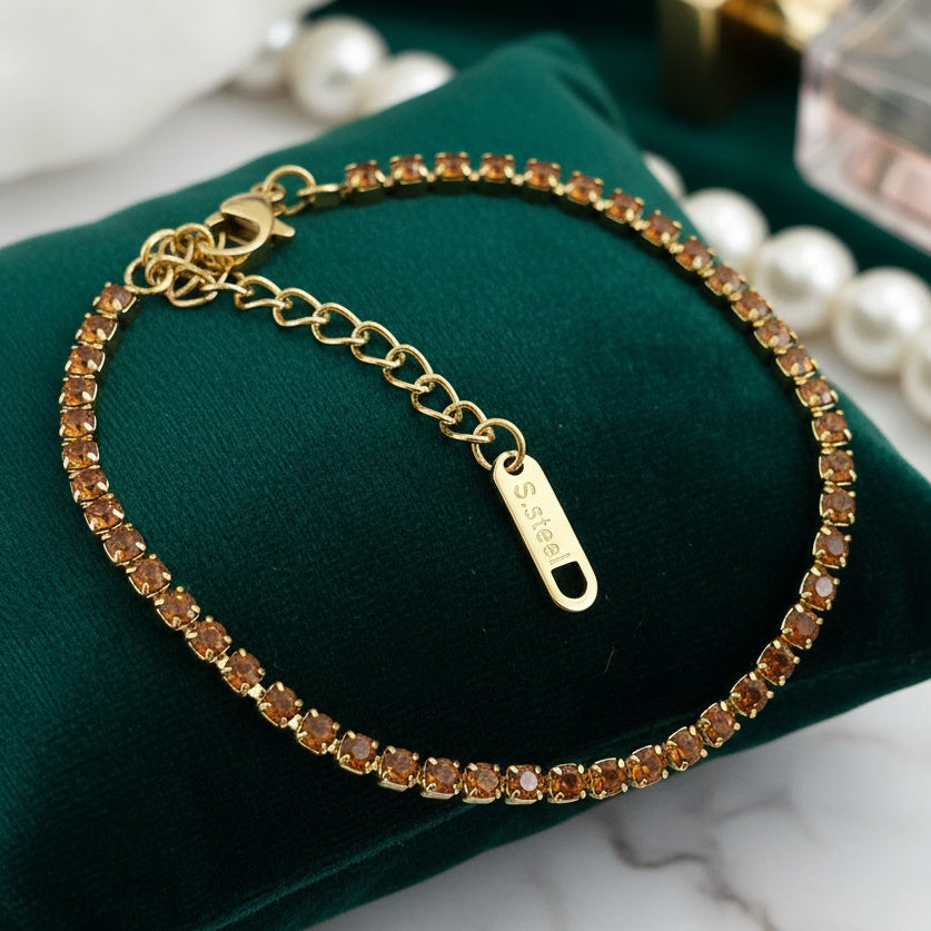 Brățară Tennis din Inox cu Pietre Maro 2mm - BF1121