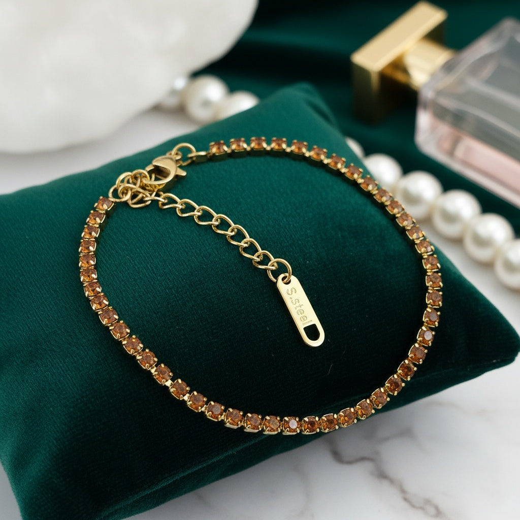 Brățară Tennis din Inox cu Pietre Maro 2mm - BF1121