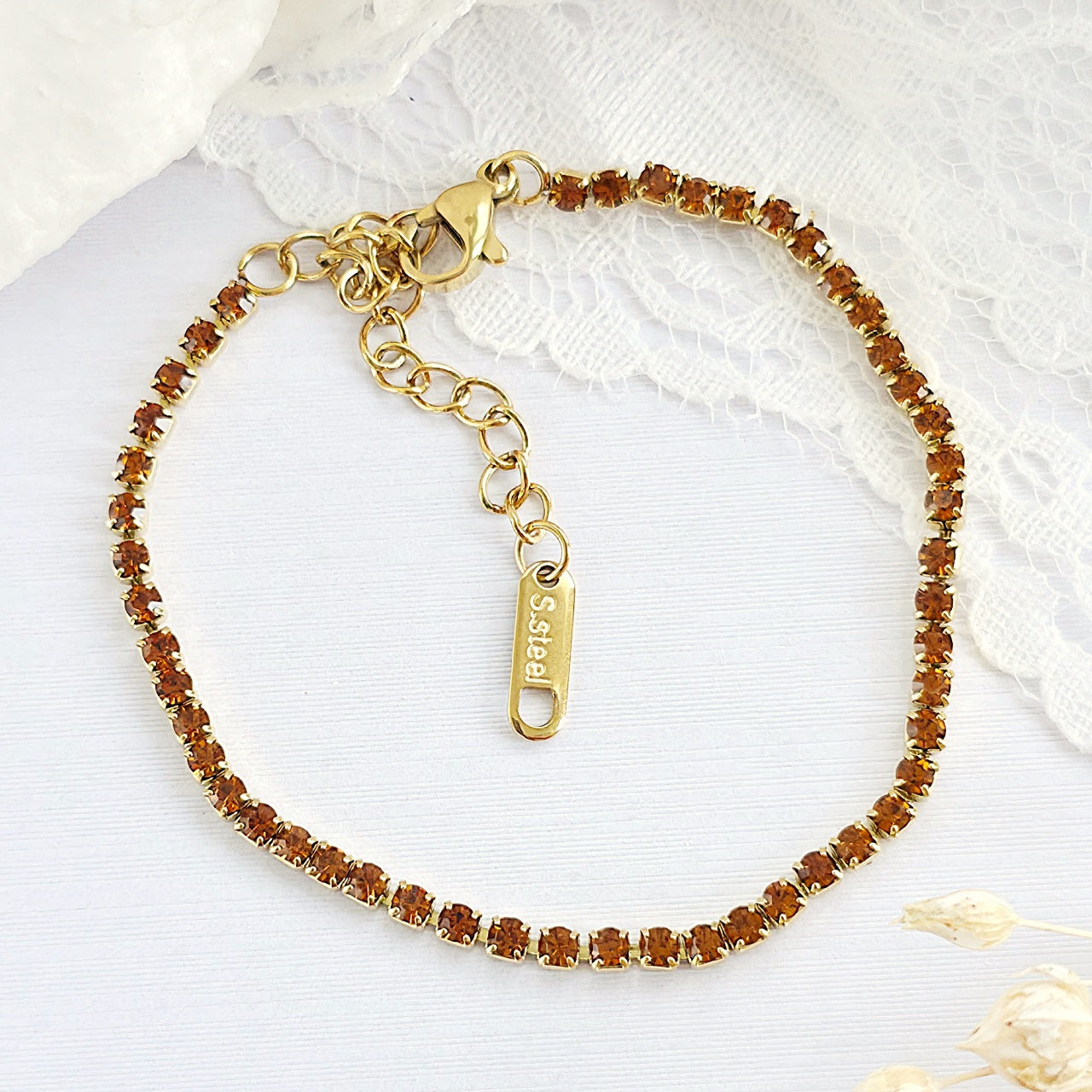 Brățară Tennis din Inox cu Pietre Maro 2mm - BF1121