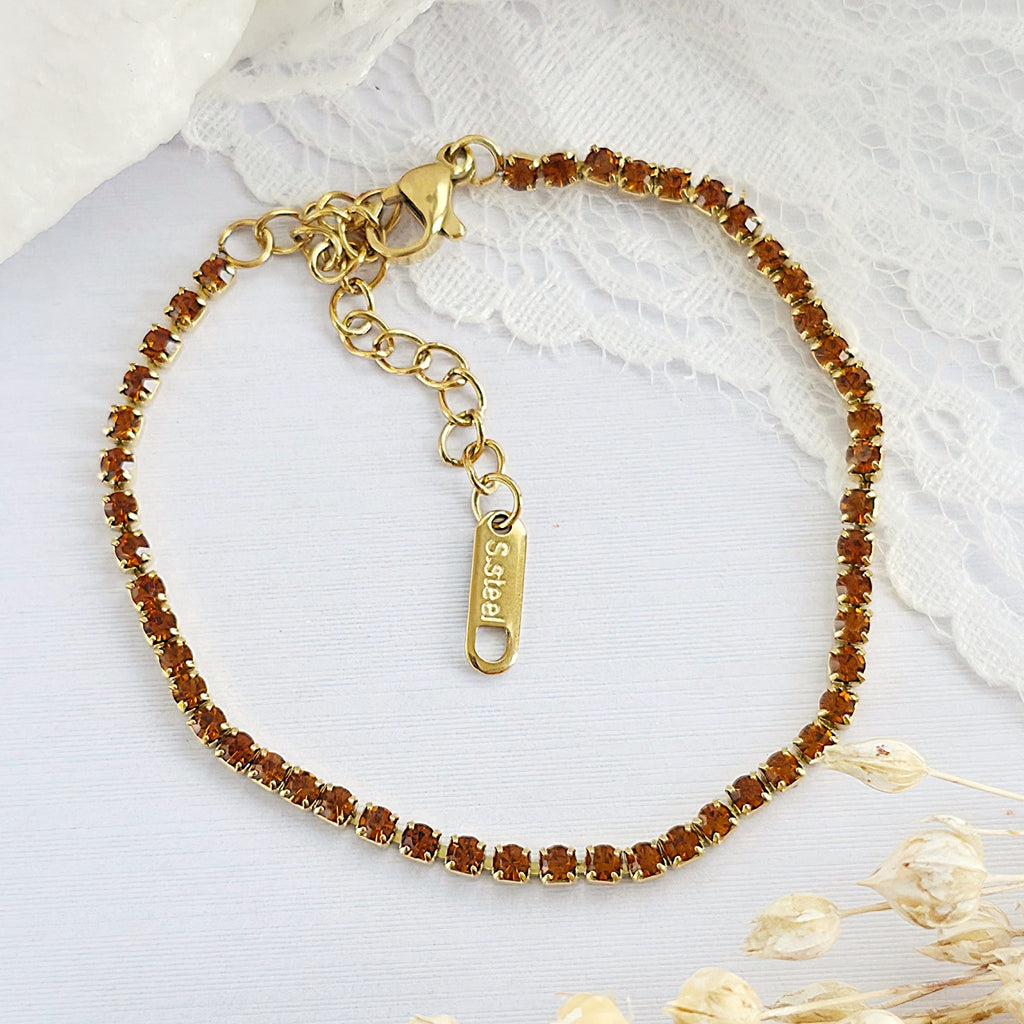 Brățară Tennis din Inox cu Pietre Maro 2mm - BF1121