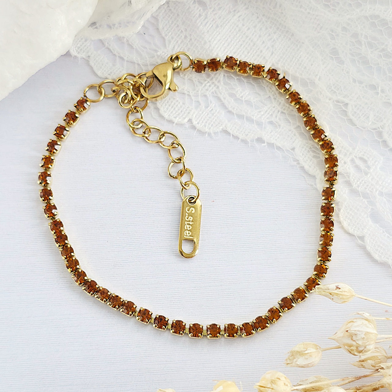 Brățară Tennis din Inox cu Pietre Maro 2mm - BF1121