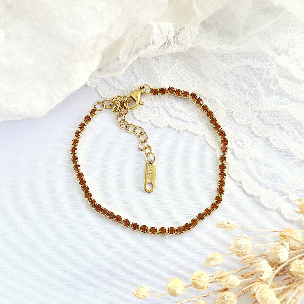 Brățară Tennis din Inox cu Pietre Maro 2mm - BF1121