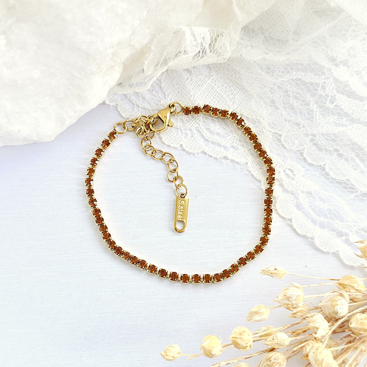 Brățară Tennis din Inox cu Pietre Maro 2mm - BF1121