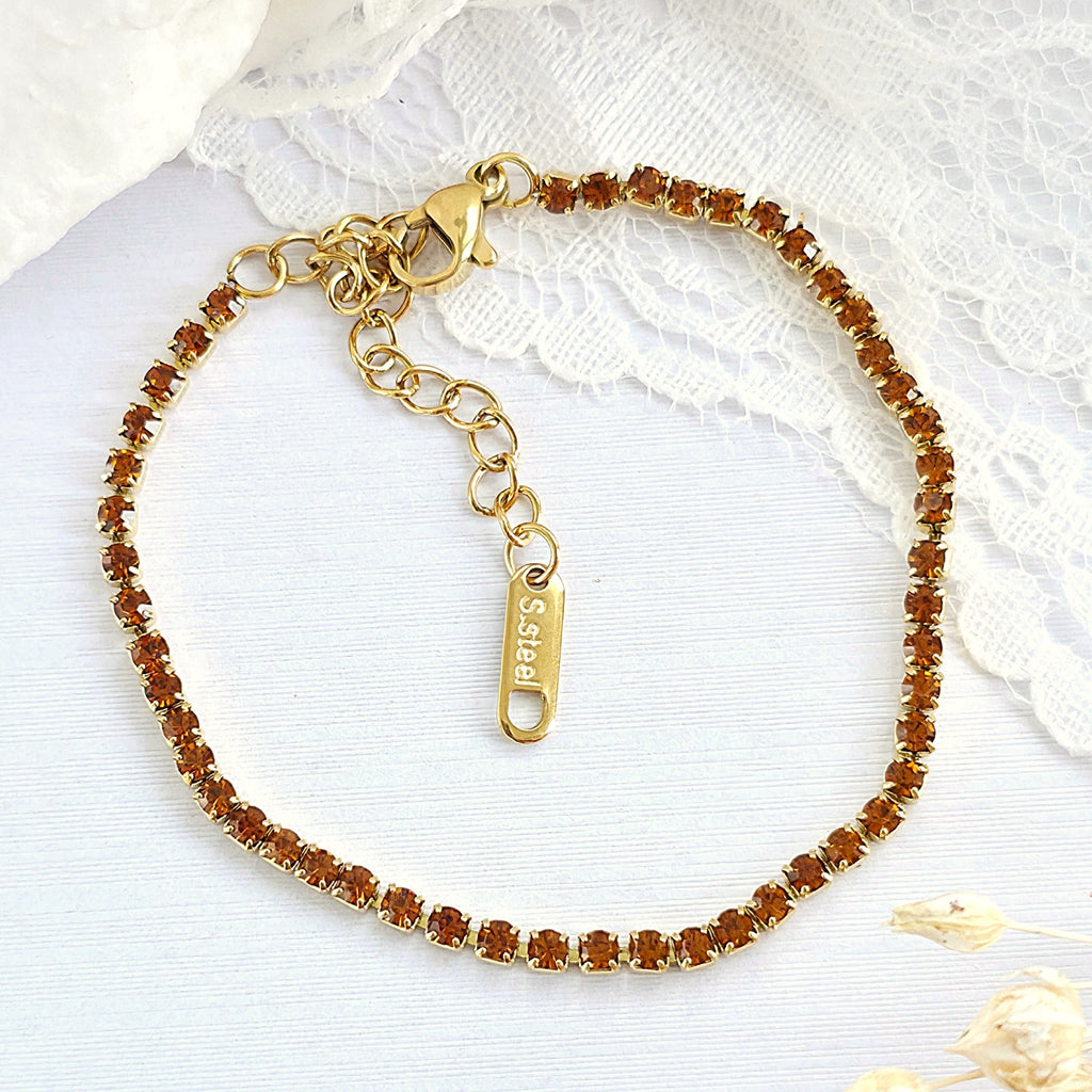 Brățară Tennis din Inox cu Pietre Maro 2mm - BF1121