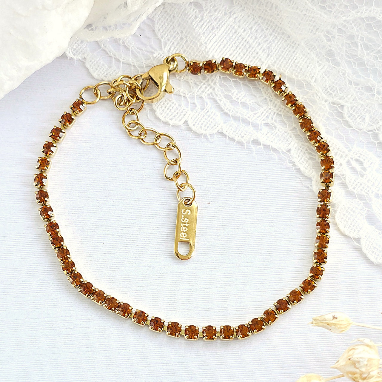 Brățară Tennis din Inox cu Pietre Maro 2mm - BF1121