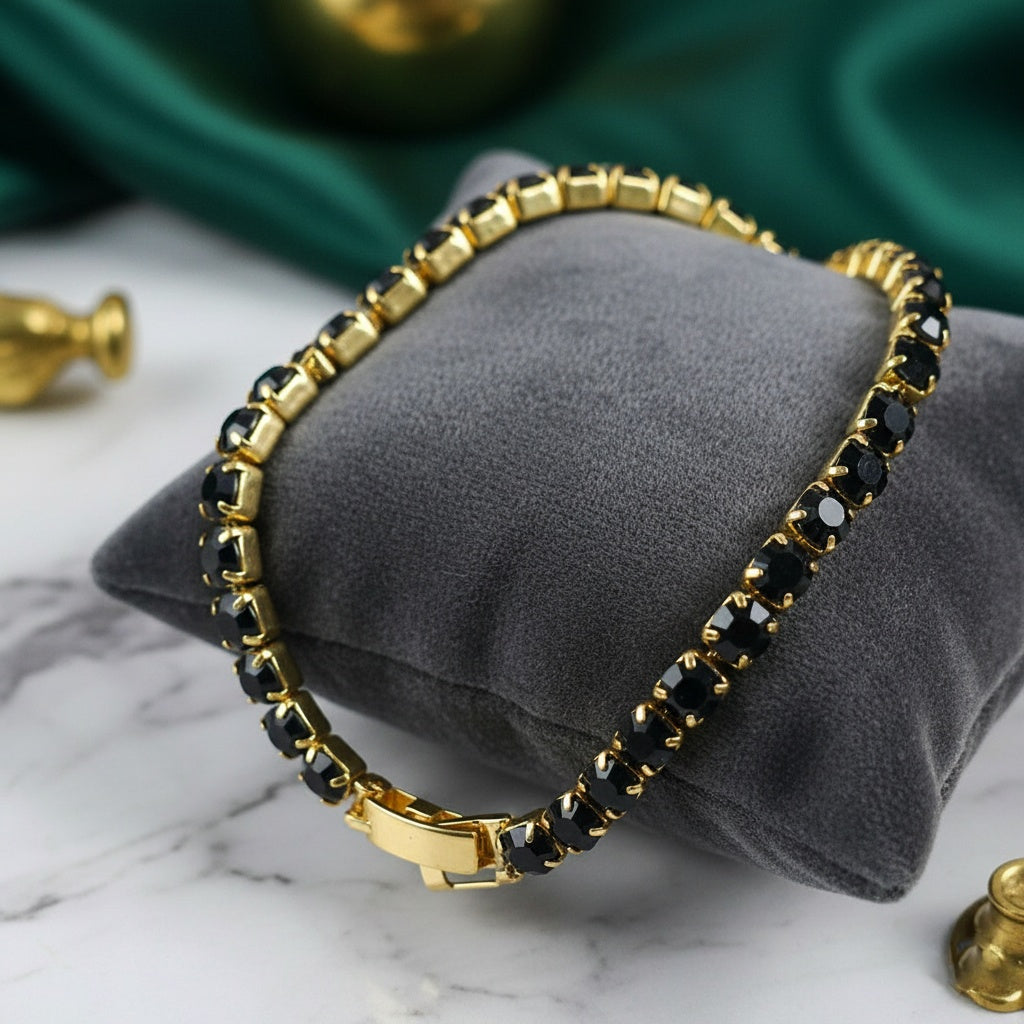 Brățară Tennis din Inox cu Pietre Negre 4mm - BF1120