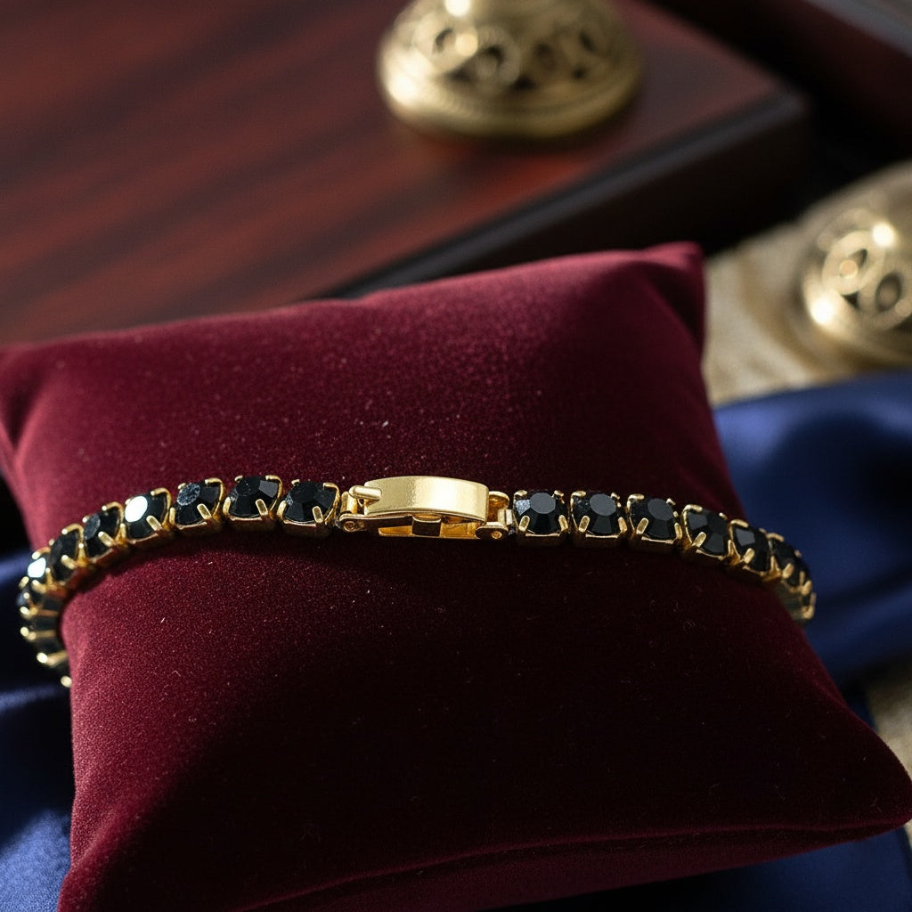 Brățară Tennis din Inox cu Pietre Negre 4mm - BF1120